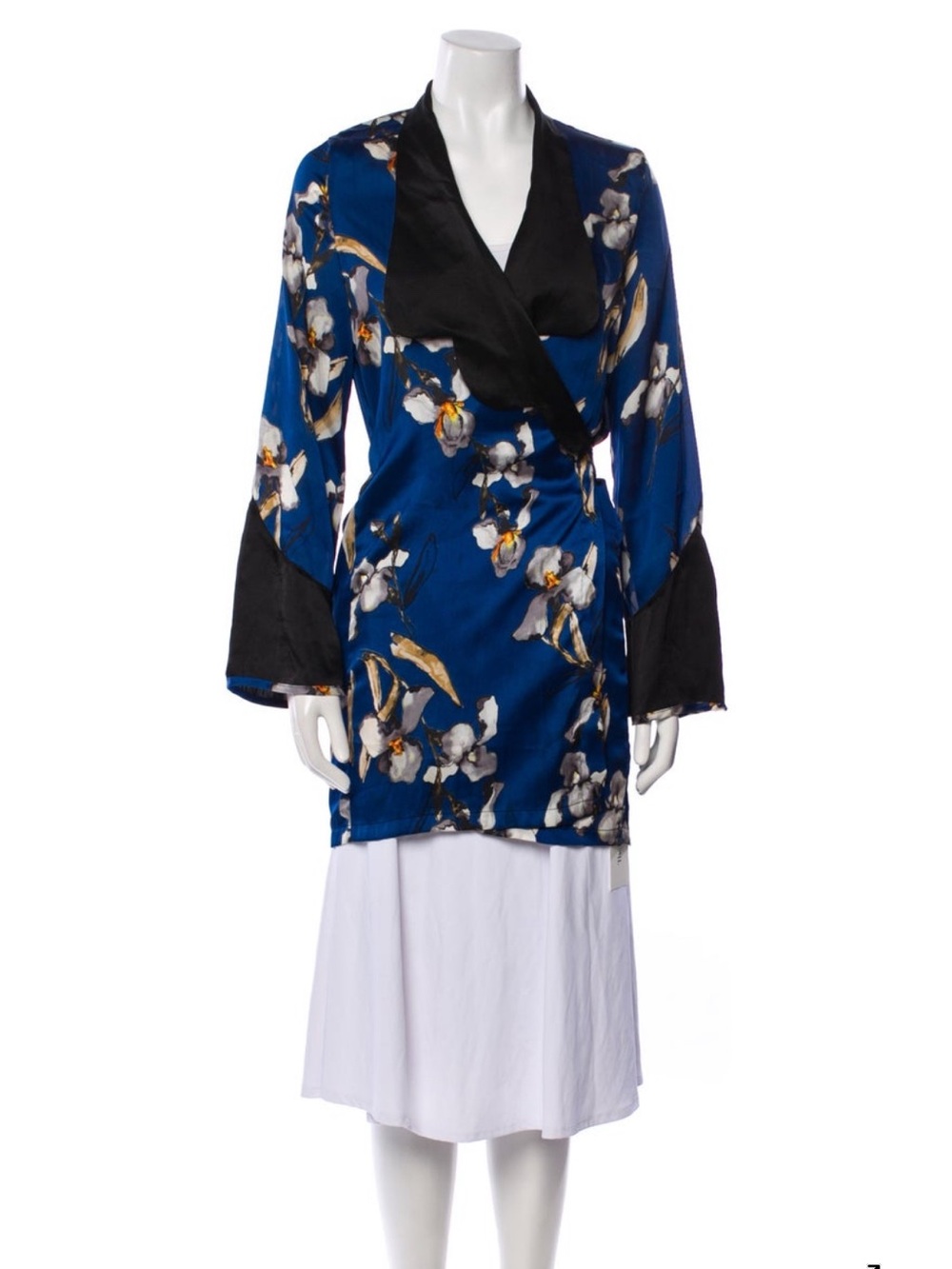 RARE Rat & Boa Blue Floral Satin Wrap Blouse/Dress